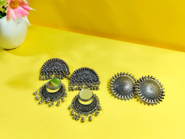 Oxidized Silver Jhumka Earrings
