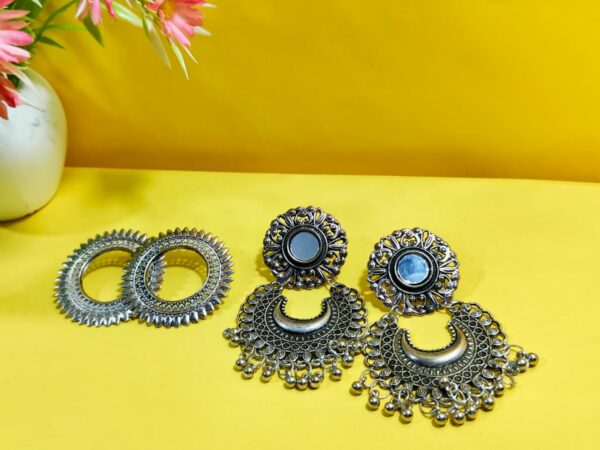 Oxidized Silver Jhumka Earrings combo (2)