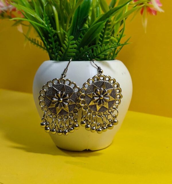 Oxidized Silver Jhumka Earrings (single)